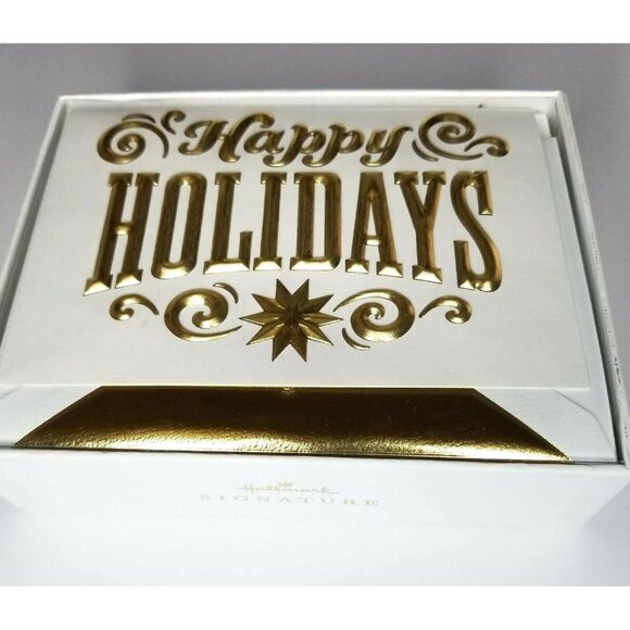 Hallmark Signature Other - Hallmark Signature Lux Christmas Cards Happy Holidays Cream with Gold Foil 12 ct